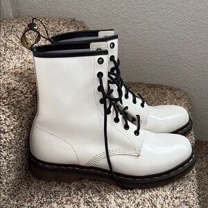Dr. Martens Glossy White Combat Boots